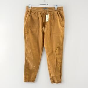 LL Bean Signature Men's Canvas Pants Pull-On Stretch Size Large Tan Saddle